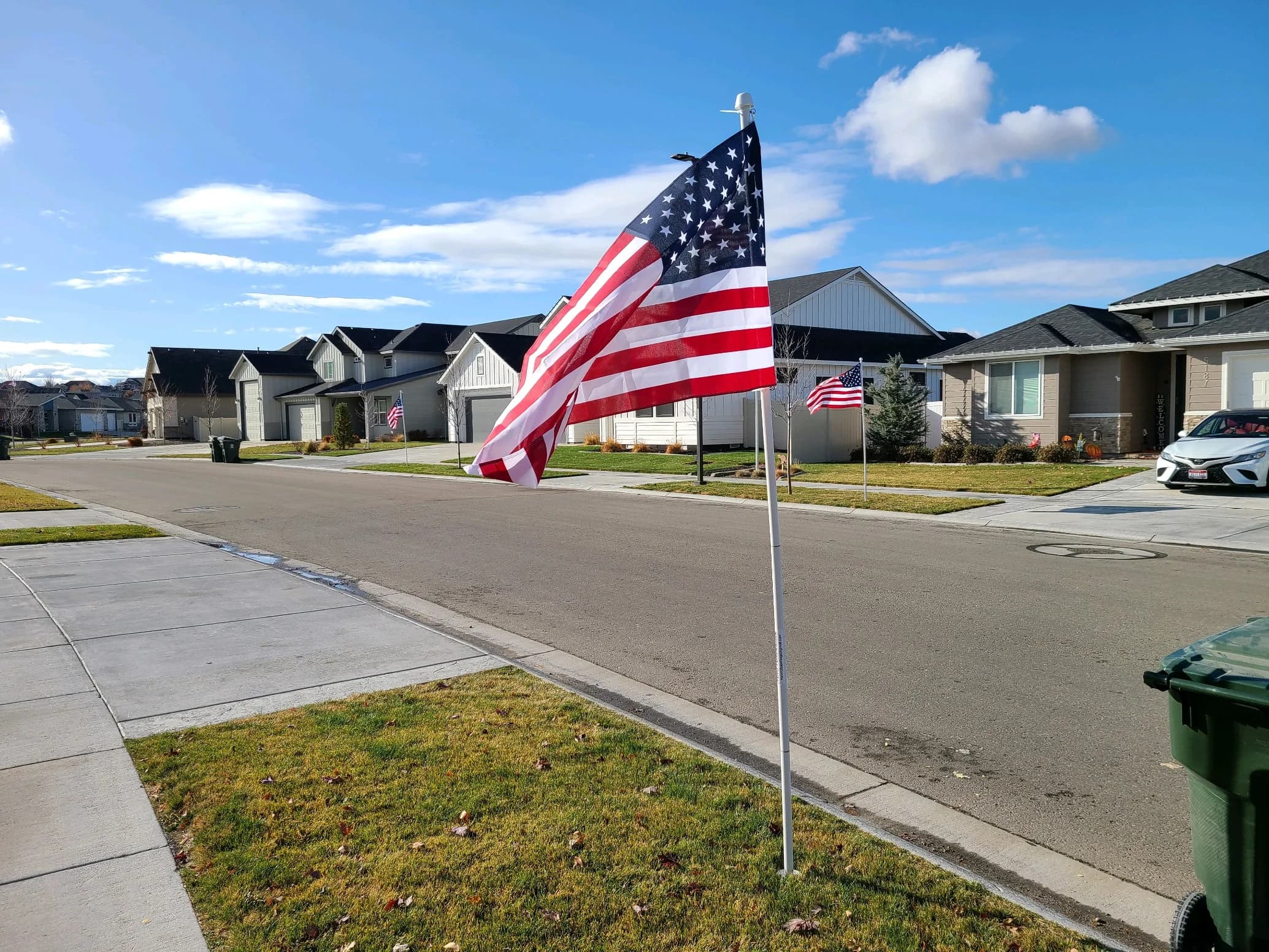 A Troop 404G American flag ready for local holiday service.